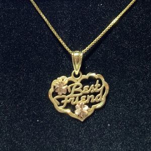 14k gold best friend pendant w/ chain